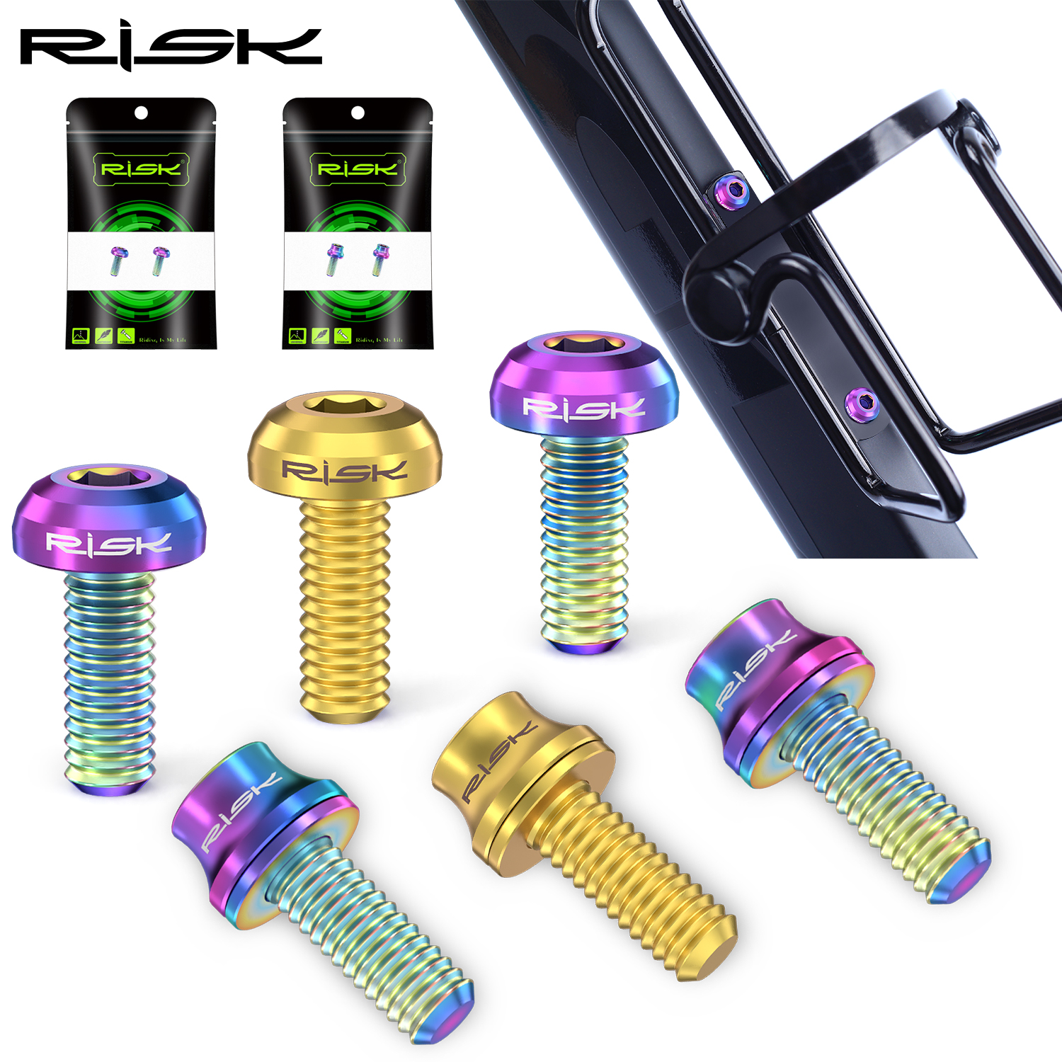 Mountain Biking Water Bottle - Risk M5x12mm Bike Water Bottle Cage