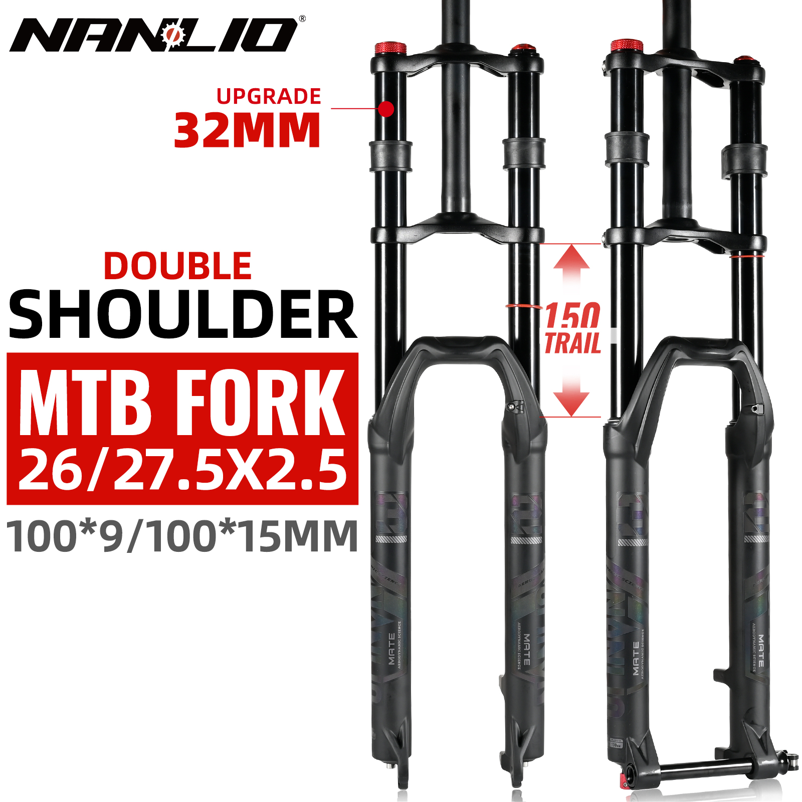 Mtb Fork Air - NanLio Double Shoulder Snow Front Fork