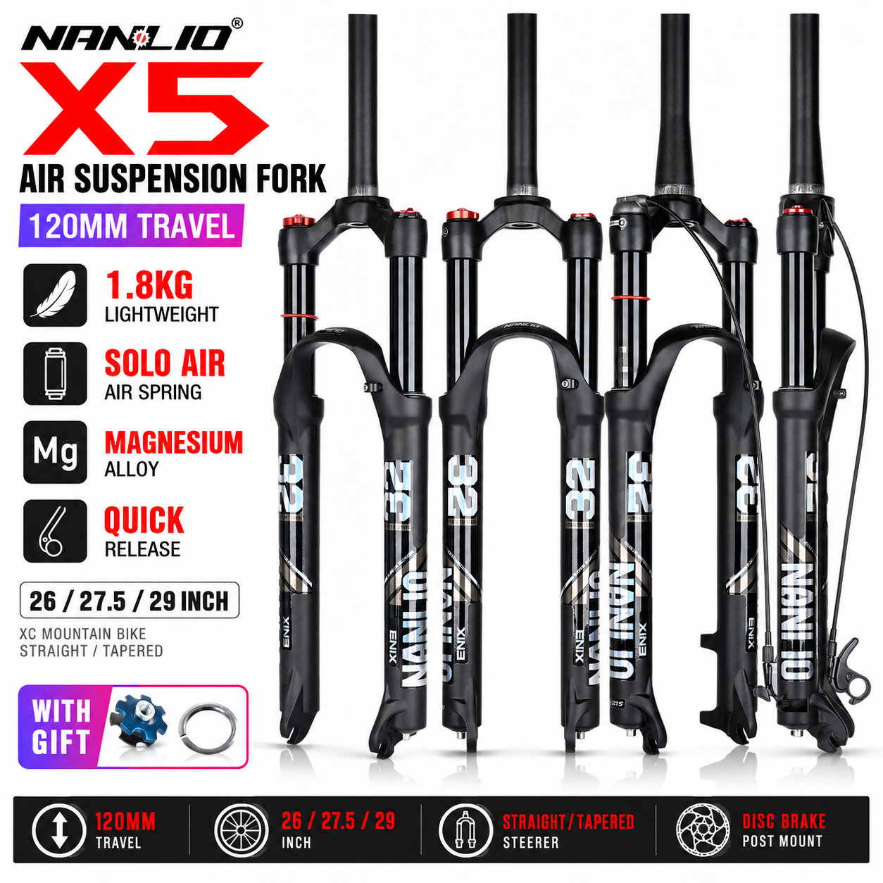 Nanlio X5 Air Suspension Fork  – Mtb Fork Air recenzja i cena