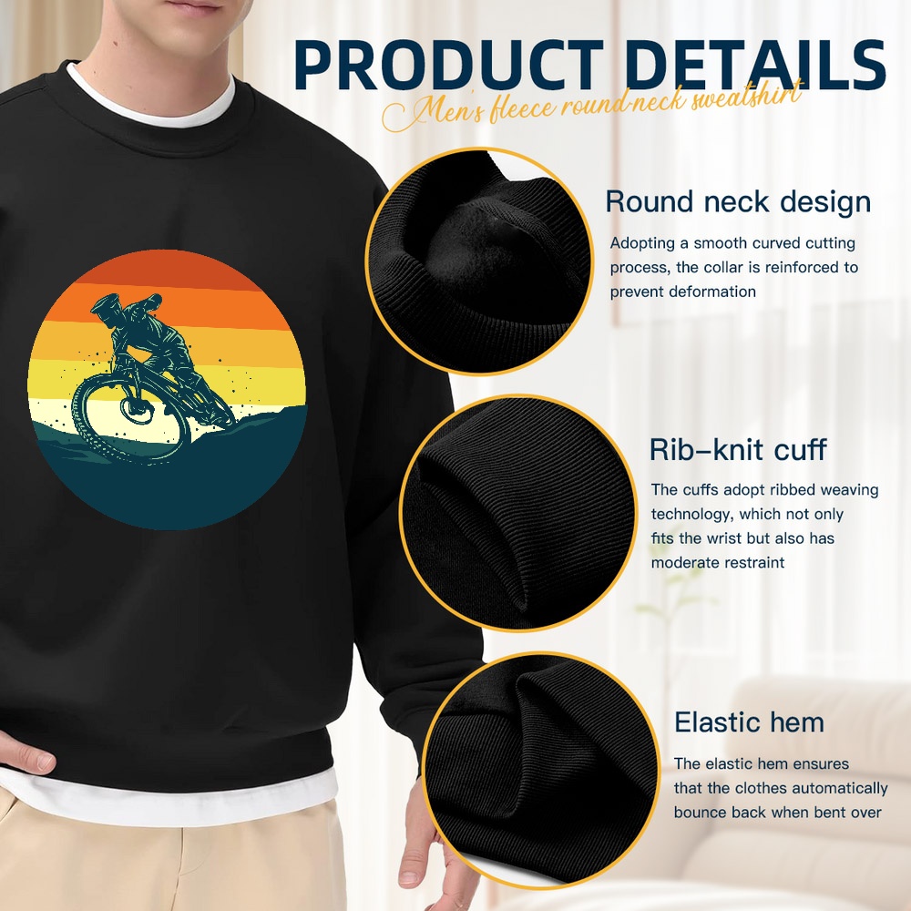 Men's Black Crew Neck Sweatshi – Mountain Biking Cartoon recenzja i cena