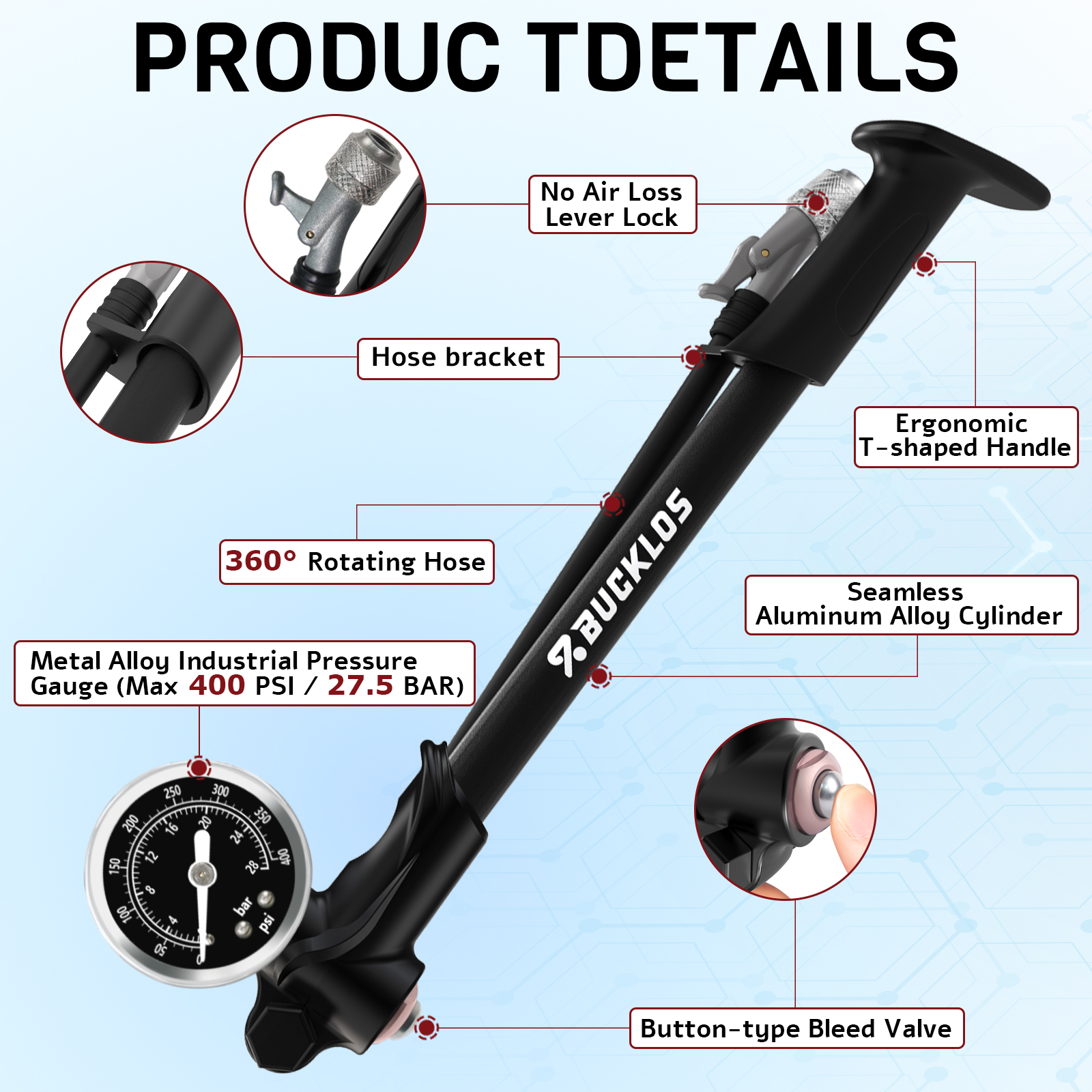 BUCKLOS 400PSI Bicycle Shock P – Mtb Fork Air recenzja i cena